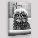 Cute owl in Tub Printable Canvas Prints Wall Art,Owl Photo,Owl Art