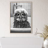 Cute Owl In Tub Printable Framed Canvas Prints Wall Art,Owl Photo,Owl Art