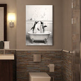 Cute penguins in Tub Printable Canvas Prints Wall Art, Penguins Photo ,Penguins Art