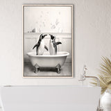 Cute Penguins In Tub Printable Framed Canvas Prints Wall Art, Penguins Photo ,Penguins Art