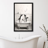 Cute Penguins In Tub Printable Framed Canvas Prints Wall Art, Penguins Photo ,Penguins Art