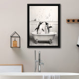 Cute Penguins In Tub Printable Framed Canvas Prints Wall Art, Penguins Photo ,Penguins Art