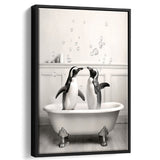 Cute Penguins In Tub Printable Framed Canvas Prints Wall Art, Penguins Photo ,Penguins Art