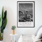 Cypress And Rainbow  at Pebble Beach Golf Links, California, Golf Art Print, Framed Canvas Print Wall Art