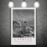 Cypress And Rainbow  at Pebble Beach Golf Links, California, Golf Art Print, Gift for him, Canvas Print Wall Art