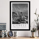 Cypress And Rainbow  at Pebble Beach Golf Links, California, Golf Art, Gift for him, Framed Art Print Wall Decor