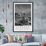 Cypress And Rainbow  at Pebble Beach Golf Links, California, Golf Art, Gift for him, Framed Art Print Wall Decor
