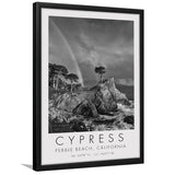 Cypress And Rainbow  at Pebble Beach Golf Links, California, Golf Art, Gift for him, Framed Art Print Wall Decor