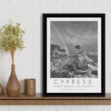 Cypress And Rainbow  at Pebble Beach Golf Links, California, Golf Art Print, Framed Canvas Print Wall Art