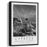 Cypress And Rainbow  at Pebble Beach Golf Links, California, Golf Art Print, Framed Canvas Print Wall Art