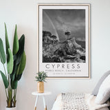 Cypress And Rainbow  at Pebble Beach Golf Links, California, Golf Art Print, Framed Canvas Print Wall Art