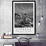 Cypress And Rainbow  at Pebble Beach Golf Links, California, Golf Art, Gift for him, Framed Art Print Wall Decor