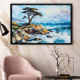 Cypress Painting, Pebble Beach Golf Links, California V1, Golf Art Print, Gift for him, Framed Canvas Prints Wall Art