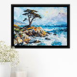 Cypress Painting, Pebble Beach Golf Links, California V1, Golf Art Print, Gift for him, Framed Canvas Prints Wall Art