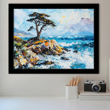 Cypress Painting, Pebble Beach Golf Links, California V1, Golf Art, Gift for him, Framed Art Prints Wall Decor