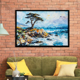 Cypress Painting, Pebble Beach Golf Links, California V1, Golf Art, Gift for him, Framed Art Prints Wall Decor