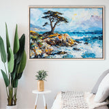 Cypress Painting, Pebble Beach Golf Links, California V1, Golf Art Print, Gift for him, Framed Canvas Prints Wall Art