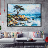 Cypress Painting, Pebble Beach Golf Links, California V1, Golf Art Print, Gift for him, Framed Canvas Prints Wall Art