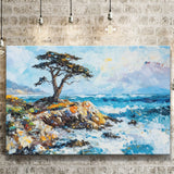 Cypress Painting, Pebble Beach Golf Links, California V1, Golf Art Print, Gift for him, Canvas Prints Wall Art