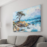 Cypress Painting, Pebble Beach Golf Links, California V1, Golf Art Print, Gift for him, Canvas Prints Wall Art