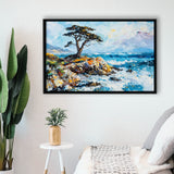 Cypress Painting, Pebble Beach Golf Links, California V1, Golf Art Print, Gift for him, Framed Canvas Prints Wall Art