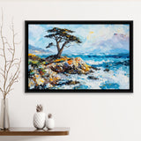 Cypress Painting, Pebble Beach Golf Links, California V1, Golf Art Print, Gift for him, Framed Canvas Prints Wall Art