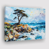 Cypress Painting, Pebble Beach Golf Links, California V1, Golf Art Print, Gift for him, Canvas Prints Wall Art