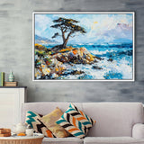 Cypress Painting, Pebble Beach Golf Links, California V1, Golf Art Print, Gift for him, Framed Canvas Prints Wall Art