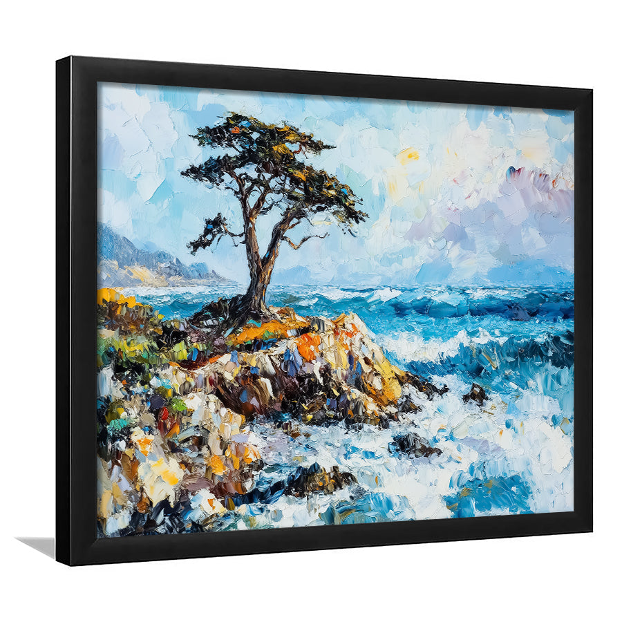 Cypress Painting, Pebble Beach Golf Links, California V1, Golf Art, Gift for him, Framed Art Prints Wall Decor