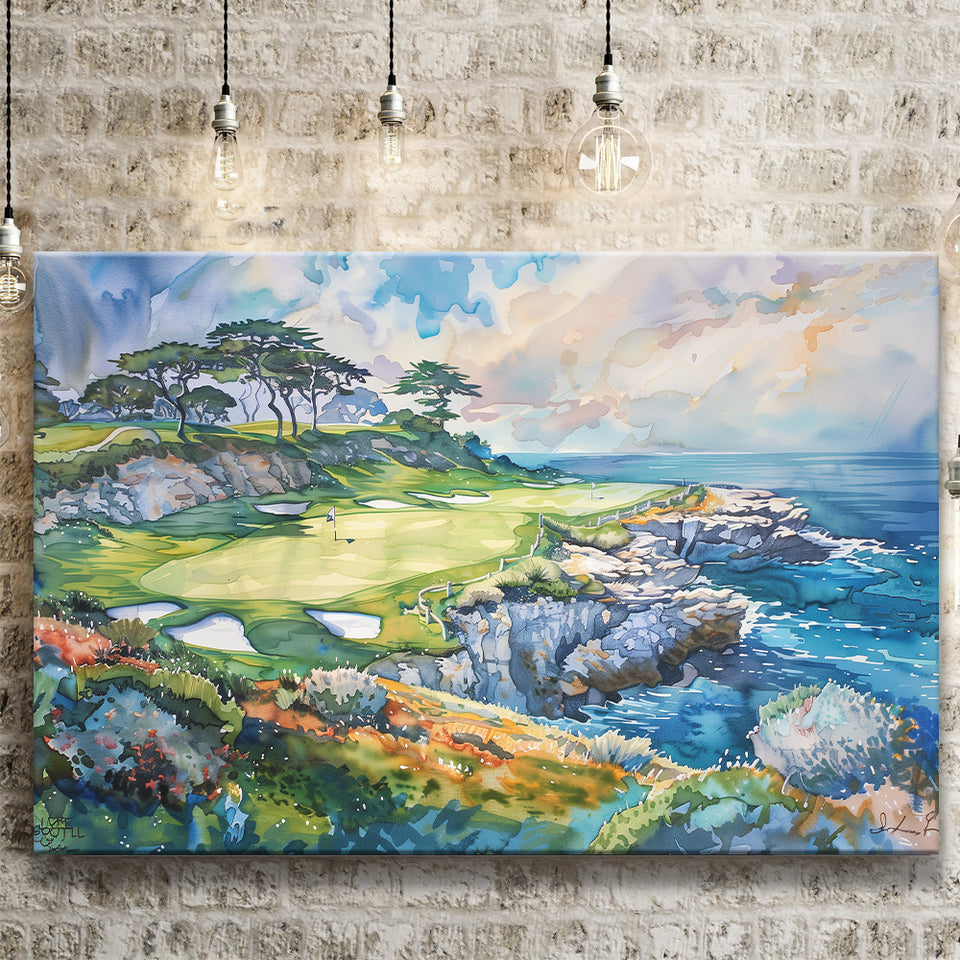 Cypress Point Club Golf Art Painting Watercolor, Canvas Print Wall Art Decor, Landscape Art Print