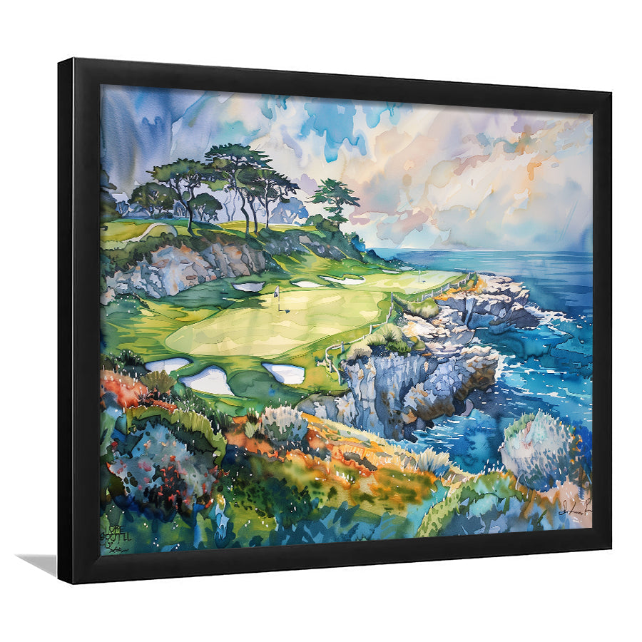 Cypress Point Club Golf Art Painting Watercolor, Framed Art Print Wall Decor, Framed Picture