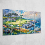 Cypress Point Club Golf Art Painting Watercolor, Extra Large Multi 5 Panel Canvas Print Wall Art Decor