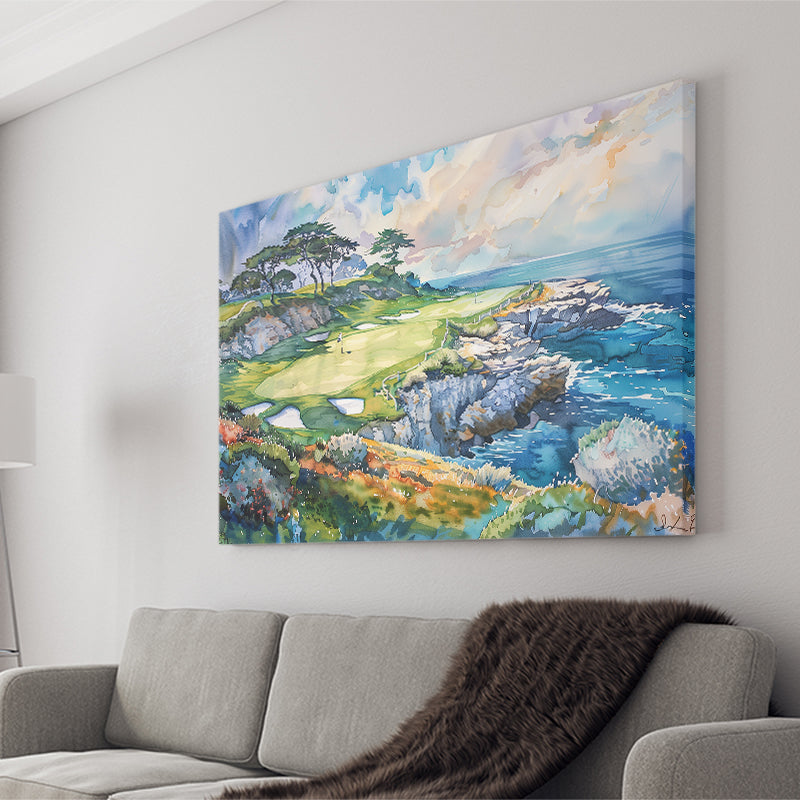 Cypress Point Club Golf Art Painting Watercolor, Canvas Print Wall Art Decor, Landscape Art Print