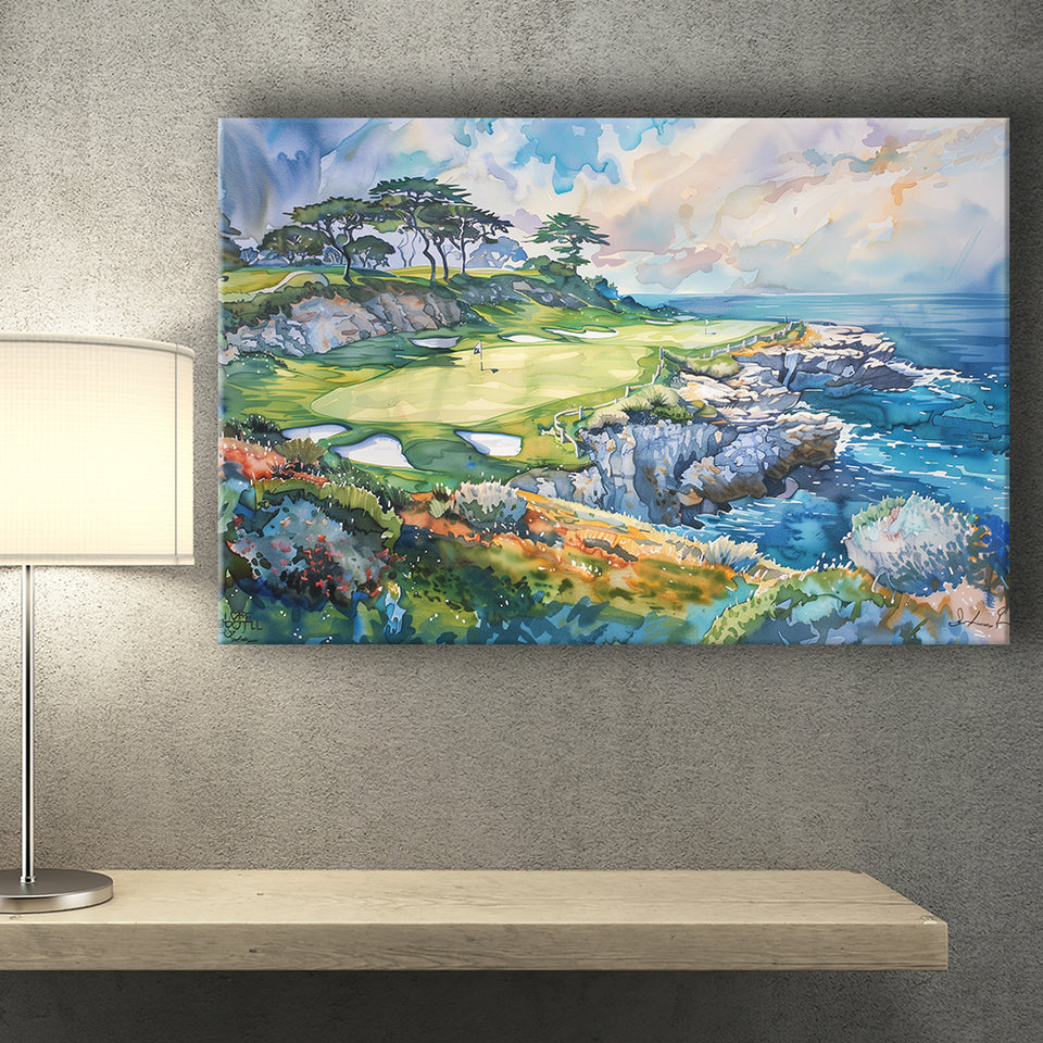 Cypress Point Club Golf Art Painting Watercolor, Canvas Print Wall Art Decor, Landscape Art Print