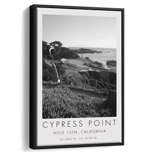 Cypress Point Club, Golf Course, Hole 15th, Golf Art Print, Floating Frame, Framed Canvas Print Wall Art