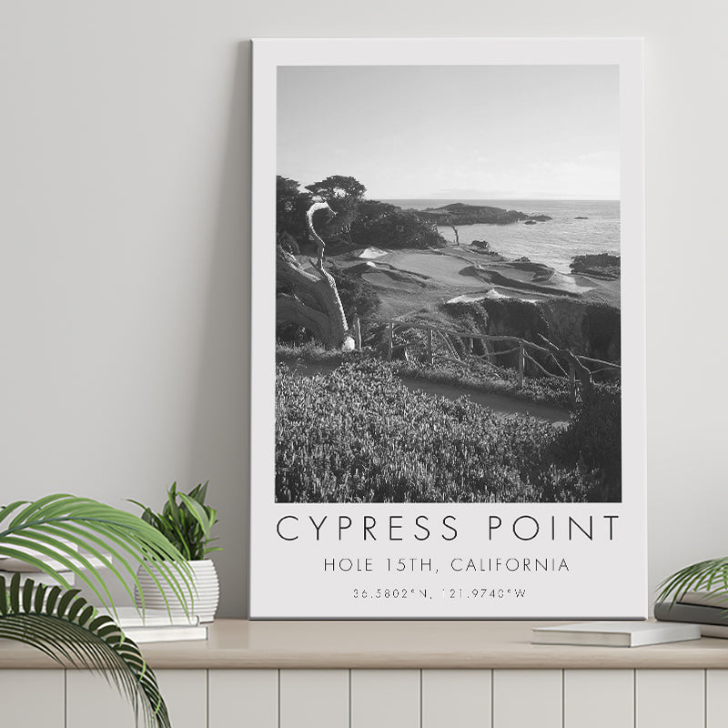 Cypress Point Club, Golf Course, Hole 15th, Golf Art Print, Gift for him, Canvas Print Wall Art