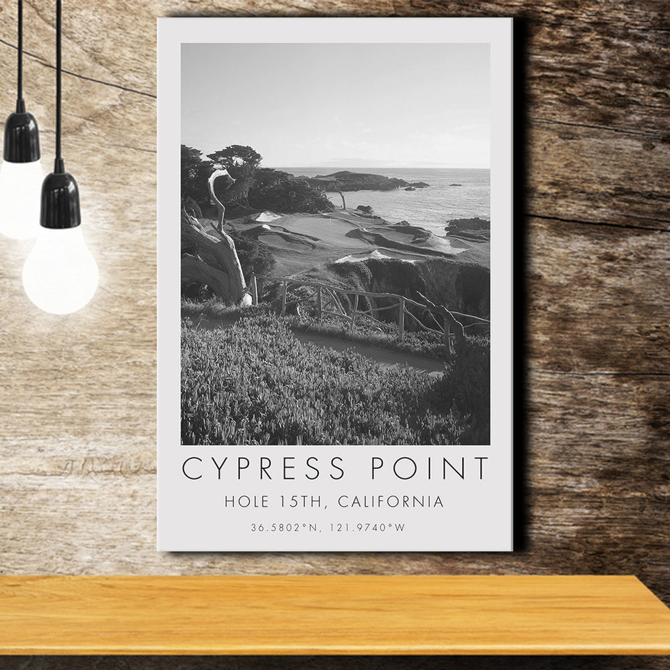 Cypress Point Club, Golf Course, Hole 15th, Golf Art Print, Gift for him, Canvas Print Wall Art