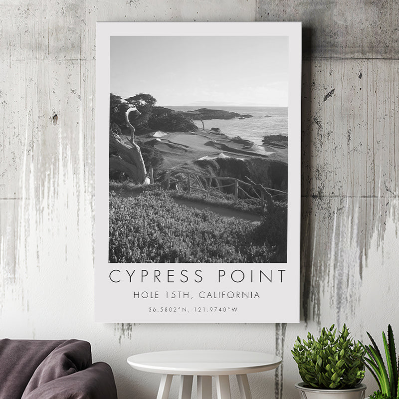 Cypress Point Club, Golf Course, Hole 15th, Golf Art Print, Gift for him, Canvas Print Wall Art
