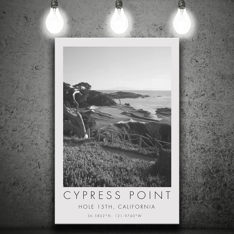 Cypress Point Club, Golf Course, Hole 15th, Golf Art Print, Gift for him, Canvas Print Wall Art