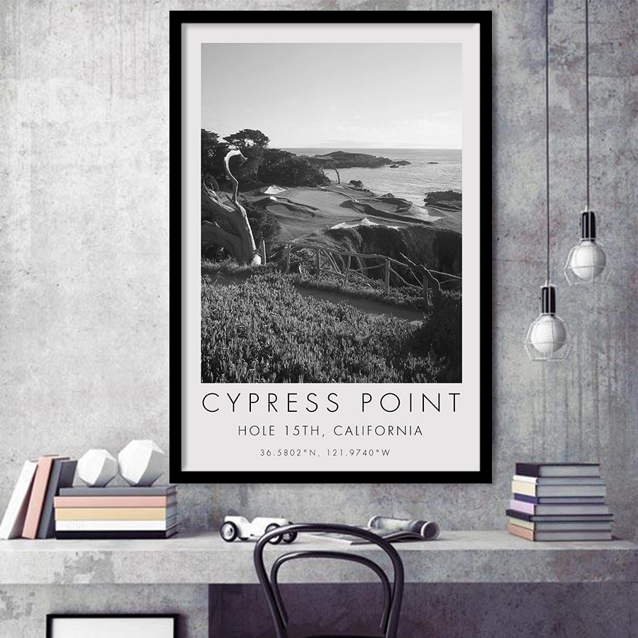 Cypress Point Club, Golf Course, Hole 15th, Golf Art, Gift for him, Framed Art Print Wall Decor
