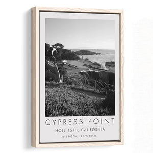 Cypress Point Club, Golf Course, Hole 15th, Golf Art Print, Floating Frame, Framed Canvas Print Wall Art