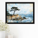 Cypress Watercolor Painting, Pebble Beach Golf Links, Golf Art Print, Gift for him, Framed Canvas Prints Wall Art