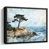 Cypress Watercolor Painting, Pebble Beach Golf Links, Golf Art Print, Gift for him, Framed Canvas Prints Wall Art