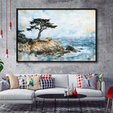 Cypress Watercolor Painting, Pebble Beach Golf Links, Golf Art Print, Gift for him, Framed Canvas Prints Wall Art