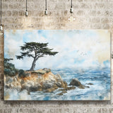 Cypress Watercolor Painting, Pebble Beach Golf Links, Golf Art Print, Gift for him, Canvas Prints Wall Art