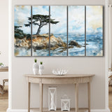 Cypress Watercolor Painting, Pebble Beach Golf Links, Golf Art Print, Extra Large 5 Panel, Canvas Prints Wall Art