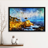 Cypress and Rainbow, Pebble Beach Golf Links, California, Golf Art Print, Gift for him, Framed Canvas Prints Wall Art