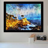 Cypress and Rainbow, Pebble Beach Golf Links, California, Golf Art, Gift for him, Framed Art Prints Wall Decor