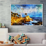 Cypress and Rainbow, Pebble Beach Golf Links, California, Golf Art Print, Gift for him, Framed Canvas Prints Wall Art