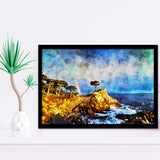 Cypress and Rainbow, Pebble Beach Golf Links, California, Golf Art, Gift for him, Framed Art Prints Wall Decor